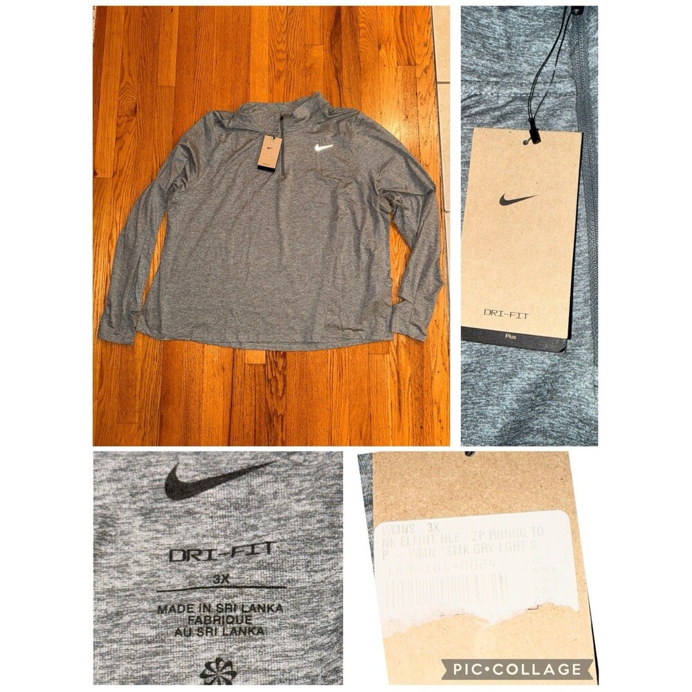NWT Nike Dri-FIT Element Half-Zip Running Top Heather Gray Womens Plus Sz 3X 3XL